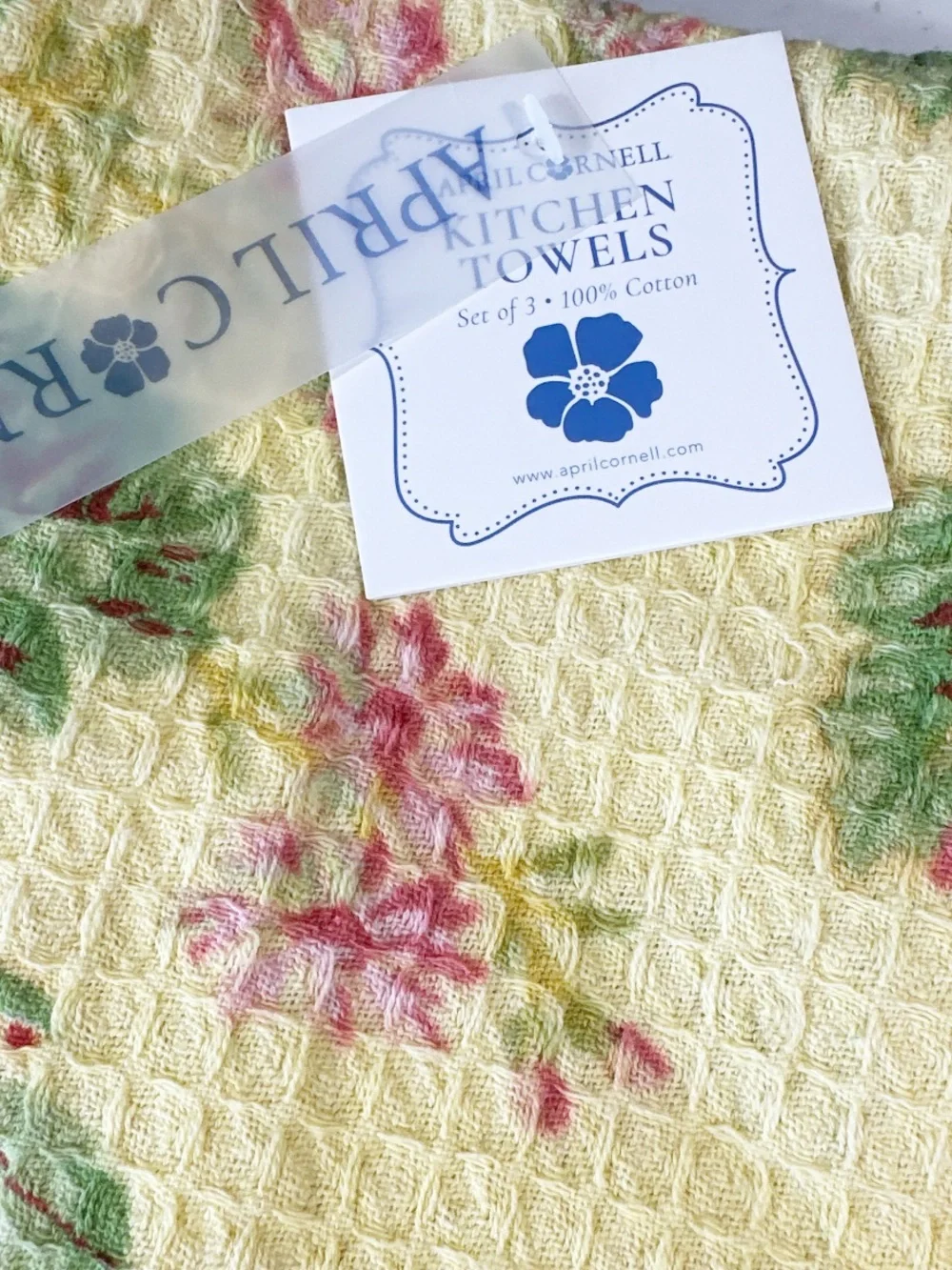NEW April Cornell EMMALINE FLORAL Kitchen Towel Set/3